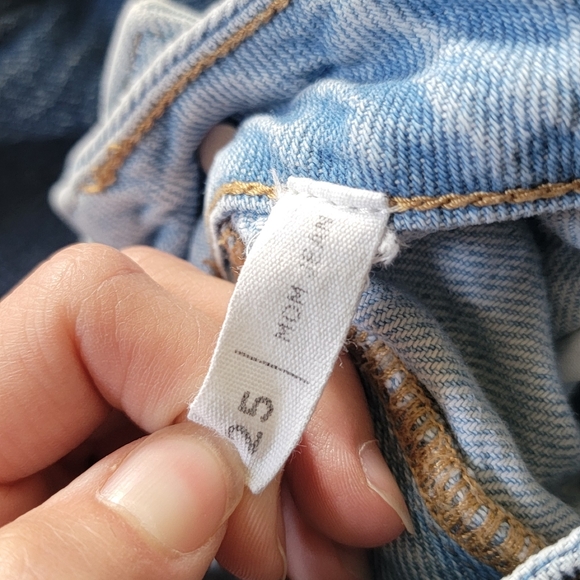 Pacsun 25 Mom Jean Two Toned Denim Jeans Light Dark Wash Contrast Statement - Picture 4 of 5